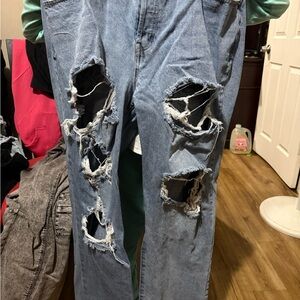 Fashion Nova Light Blue Distressed Men's Jeans